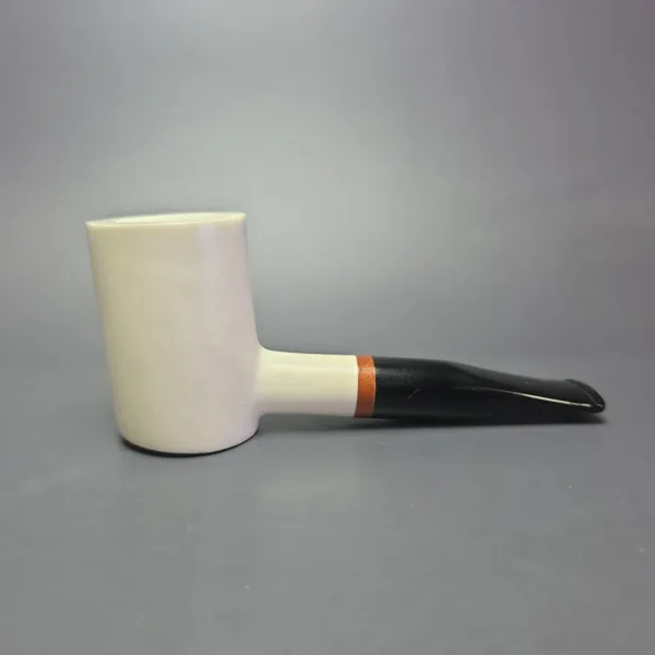 MBSD Meerschaum Deluxe Smooth Poker Block Meerschaum Pipe, Briar-Mortise, New - Image 3