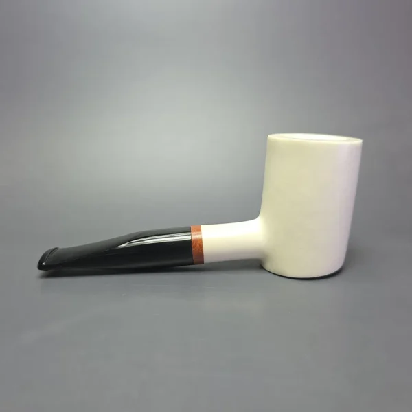 MBSD Meerschaum Deluxe Smooth Poker Block Meerschaum Pipe, Briar-Mortise, New - Image 5