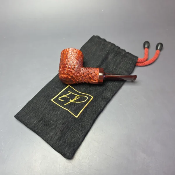 Eclesias Pipes "Dragon Scale" Sandblasted Nosewarmer Handmade Briar Pipe, New - Image 11
