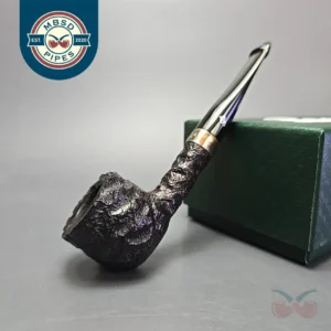 Peterson Cobble 608 Rusticated & Sandblasted Pot w/ Silver Briar Pipe, New