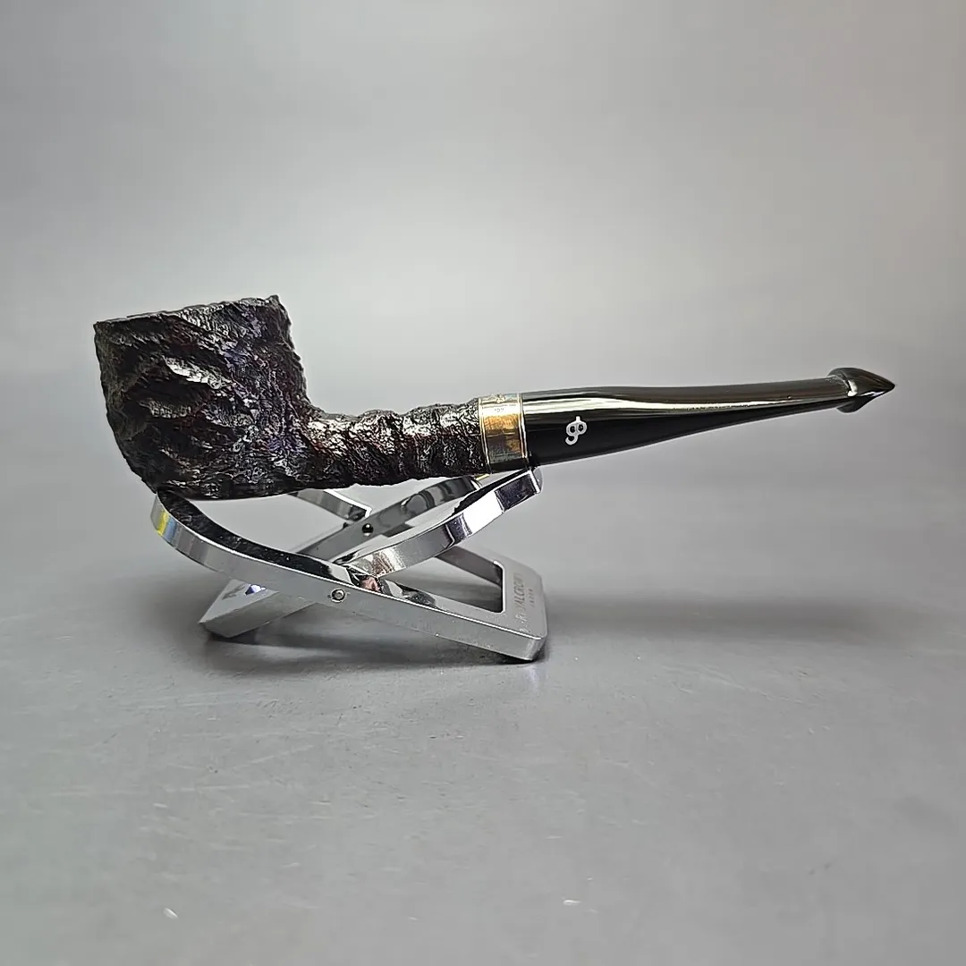 Peterson Cobble 608 Rusticated & Sandblasted Pot w/ Silver Briar Pipe, New - Image 2