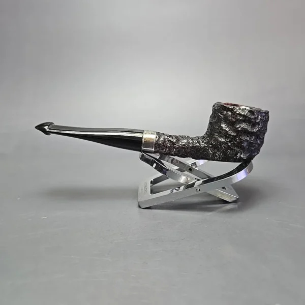 Peterson Cobble 608 Rusticated & Sandblasted Pot w/ Silver Briar Pipe, New - Image 4