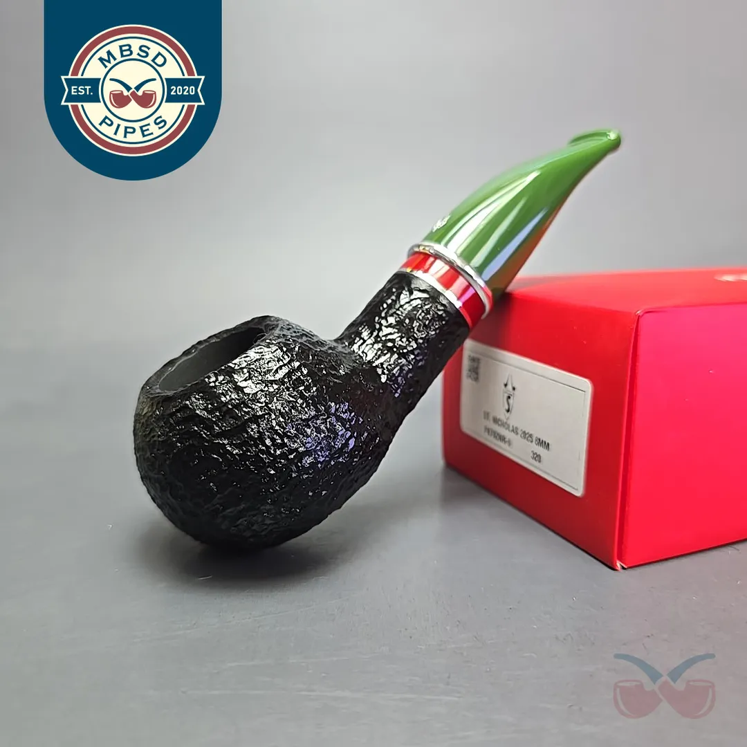 Savinelli 2025 Saint Nicholas 320 KS Rusticated Author Estate Briar Pipe, Unsmoked, 6mm