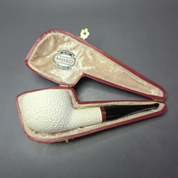 MBSD Meerschaum Deluxe Rusticated Pot Block Meerschaum Pipe, Briar-Mortise, New, 9mm - Image 3