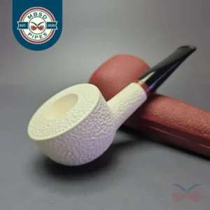 MBSD Meerschaum Deluxe Rusticated Pot Block Meerschaum Pipe, Briar-Mortise, New, 9mm