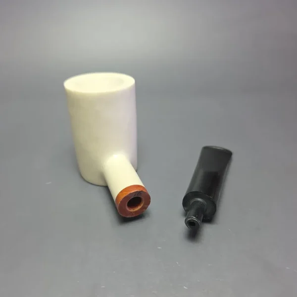 MBSD Meerschaum Deluxe Smooth Poker Block Meerschaum Pipe, Briar-Mortise, New - Image 9