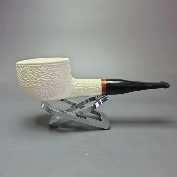 MBSD Meerschaum Deluxe Rusticated Pot Block Meerschaum Pipe, Briar-Mortise, New, 9mm - Image 4
