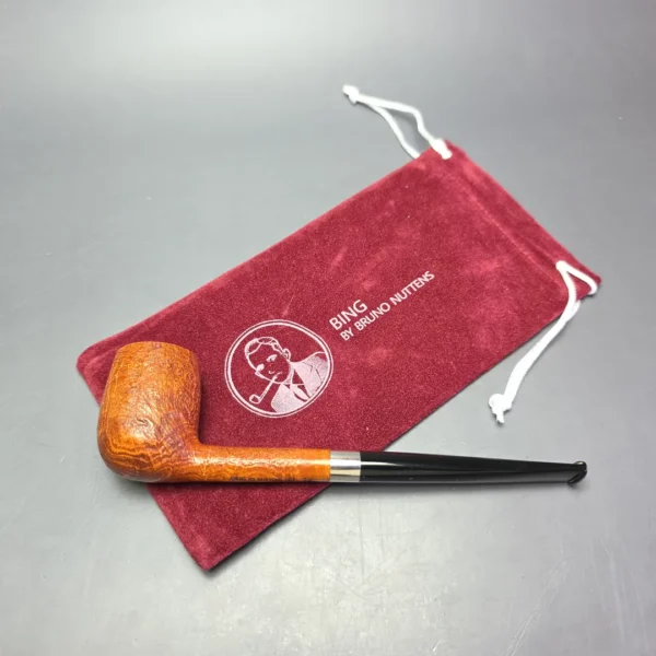 Bruno Nuttens Bing B1 Partially Sandblasted Billiard w/ Aluminum Briar Pipe, New - Image 11