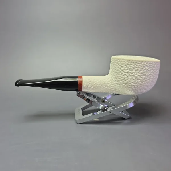 MBSD Meerschaum Deluxe Rusticated Pot Block Meerschaum Pipe, Briar-Mortise, New, 9mm - Image 6