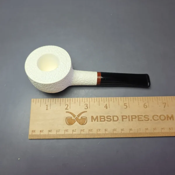 MBSD Meerschaum Deluxe Rusticated Pot Block Meerschaum Pipe, Briar-Mortise, New, 9mm - Image 10