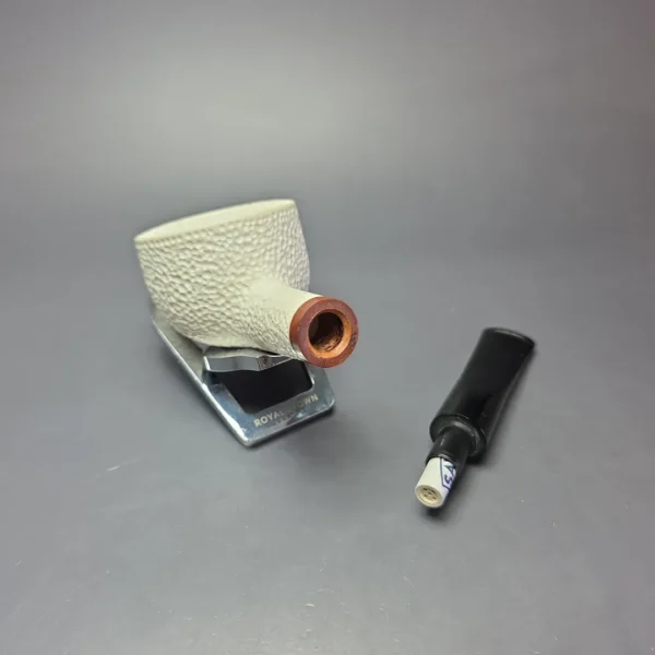 MBSD Meerschaum Deluxe Rusticated Pot Block Meerschaum Pipe, Briar-Mortise, New, 9mm - Image 12