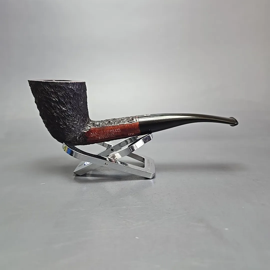 James Upshall Bark Group 6 Partially Rusticated Bent Dublin Estate Briar Pipe, Unsmoked - Image 2