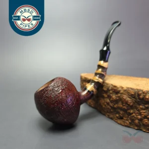 C-Pipe Sandblasted Acorn w/ Black Bamboo Handmade Briar Pipe, New
