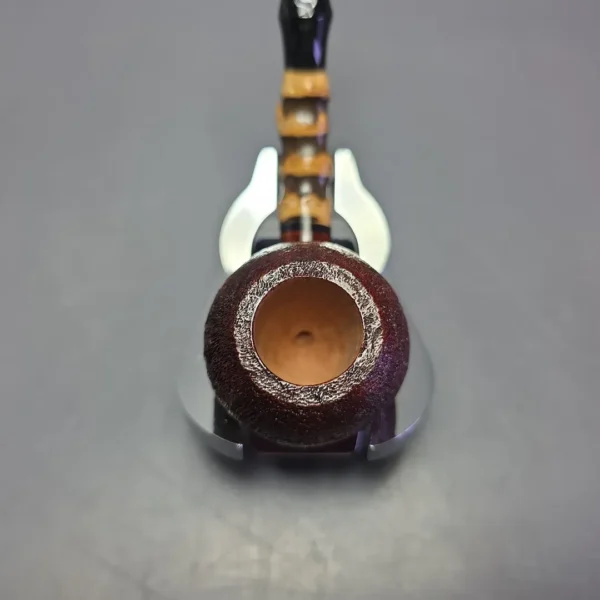C-Pipe Sandblasted Acorn w/ Black Bamboo Handmade Briar Pipe, New - Image 5