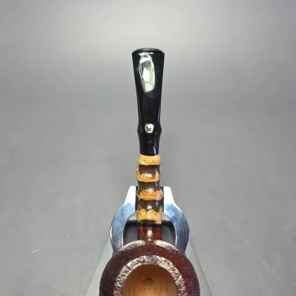 C-Pipe Sandblasted Acorn w/ Black Bamboo Handmade Briar Pipe, New - Image 6