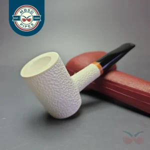 MBSD Meerschaum Deluxe Rusticated Poker Block Meerschaum Pipe, Briar-Mortise, New