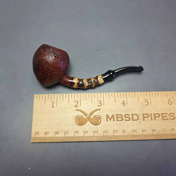C-Pipe Sandblasted Acorn w/ Black Bamboo Handmade Briar Pipe, New - Image 8