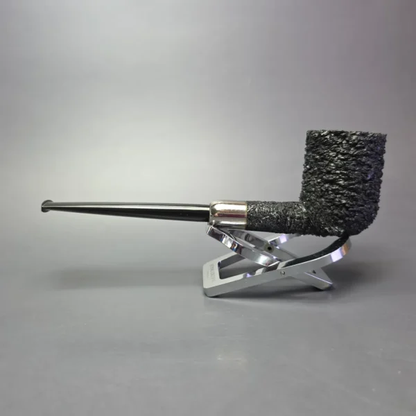 Pipe Tristan Granite Rusticated Billiard w/ Silver Estate Briar Pipe, French Estates - Image 4