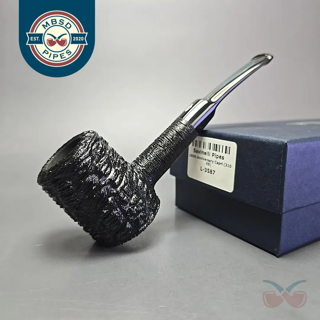 Savinelli 150th Anniversary Capri Root Briar 310 KS Rusticated Poker Briar Pipe, New