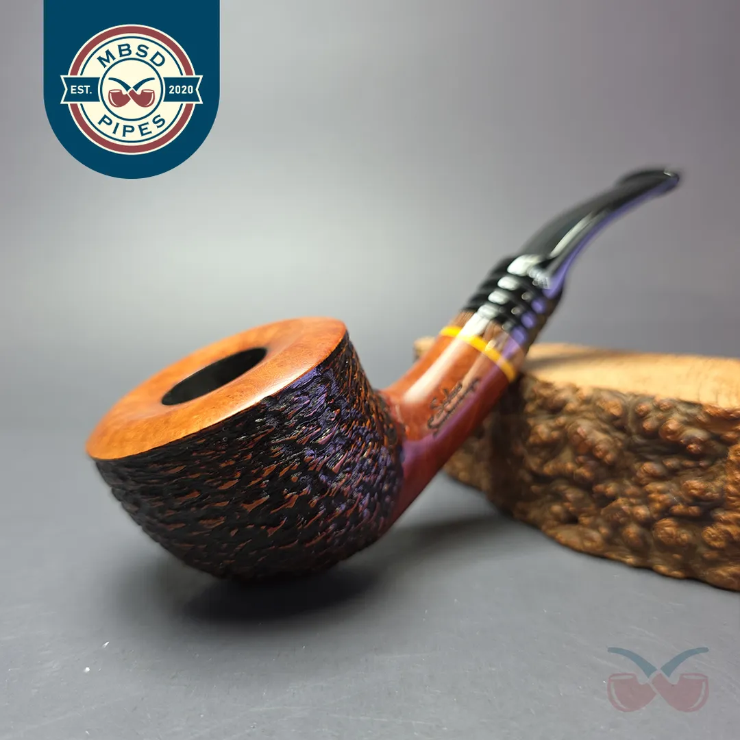Stefano Santambrogio Partially Rusticated Dublin Estate Briar Pipe, Unsmoked, 9mm