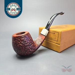 Castello (1982-2007) Old Antiquari 4K Partially Sandblasted Bent Billiard w/ Silver Estate Briar Pipe, Italian Estates