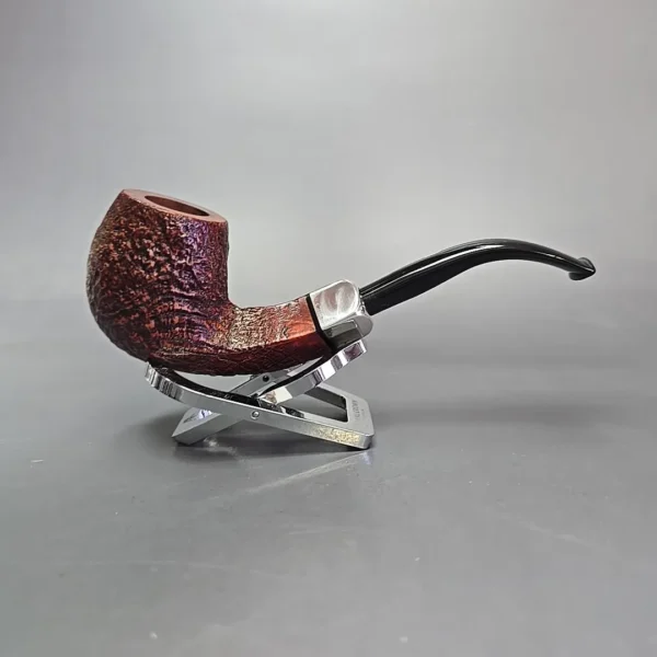 Castello (1982-2007) Old Antiquari 4K Partially Sandblasted Bent Billiard w/ Silver Estate Briar Pipe, Italian Estates - Image 3
