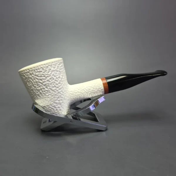 MBSD Meerschaum Deluxe Rusticated Poker Block Meerschaum Pipe, Briar-Mortise, New - Image 3