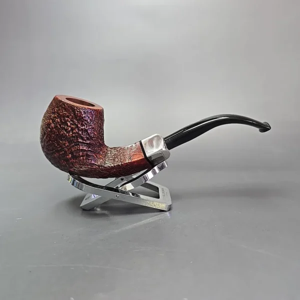 Castello (1982-2007) Old Antiquari 4K Partially Sandblasted Bent Billiard w/ Silver Estate Briar Pipe, Italian Estates - Image 4