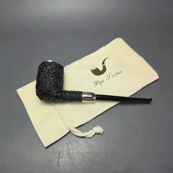 Pipe Tristan Granite Rusticated Billiard w/ Silver Estate Briar Pipe, French Estates - Image 11
