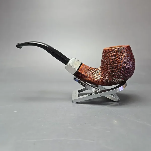 Castello (1982-2007) Old Antiquari 4K Partially Sandblasted Bent Billiard w/ Silver Estate Briar Pipe, Italian Estates - Image 6