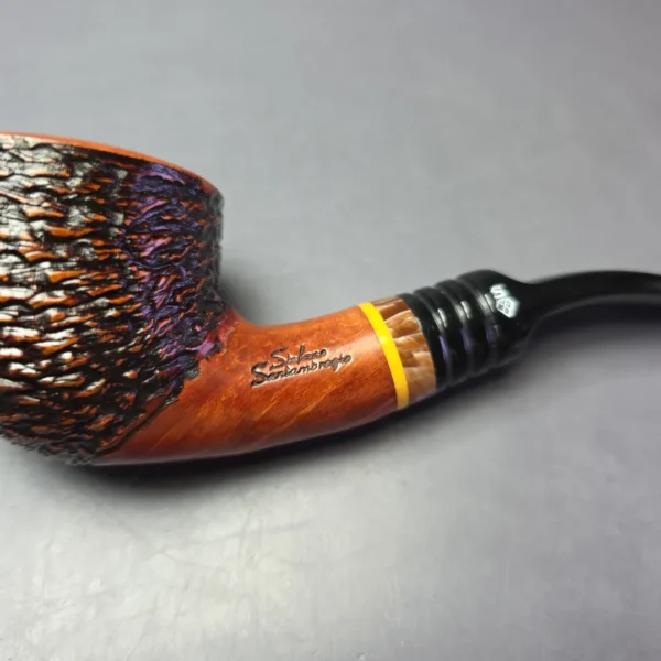 Stefano Santambrogio Partially Rusticated Dublin Estate Briar Pipe, Unsmoked, 9mm - Image 8