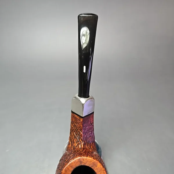Castello (1982-2007) Old Antiquari 4K Partially Sandblasted Bent Billiard w/ Silver Estate Briar Pipe, Italian Estates - Image 9