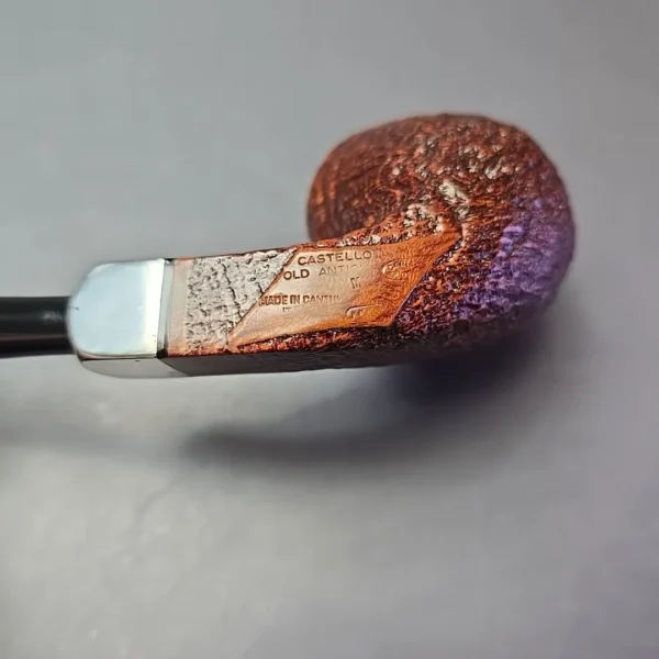 Castello (1982-2007) Old Antiquari 4K Partially Sandblasted Bent Billiard w/ Silver Estate Briar Pipe, Italian Estates - Image 12