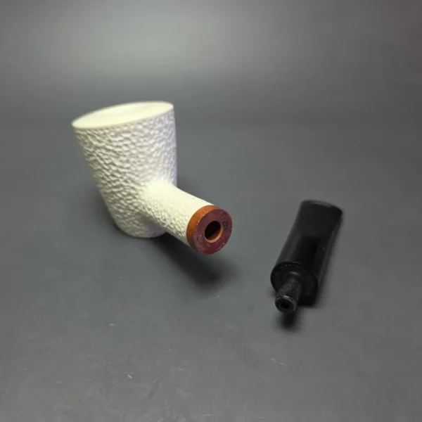 MBSD Meerschaum Deluxe Rusticated Poker Block Meerschaum Pipe, Briar-Mortise, New - Image 12
