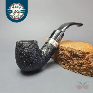 Peterson Cara 221 Sandblasted Bent Billiard w/ Silver Estate Briar Pipe, Irish Estates