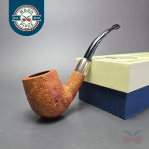 MBSD Briars Timeless Traditions 2 Sandblasted Bent Billiard w/ Silver Handmade Briar Pipe, New