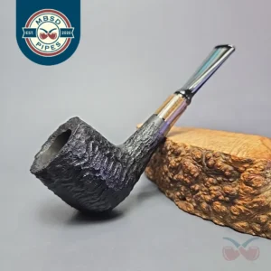 MBSD Briars by Piero Vitale Black Rusticated Billiard w/ Zebrawood Briar Pipe, New