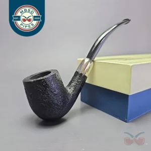 MBSD Briars Timeless Traditions 2 Sandblasted Bent Billiard w/ Silver Handmade Briar Pipe, New