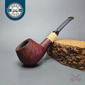 MBSD Briars by Piero Vitale Red Sandblasted Author w/ Olivewood, Briar Pipe, New