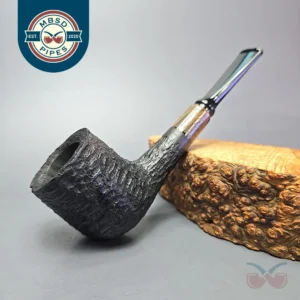 MBSD Briars by Piero Vitale Black Rusticated Billiard w/ Zebrawood Briar Pipe, New