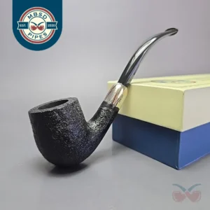 MBSD Briars Timeless Traditions 2 Sandblasted Bent Billiard w/ Silver Handmade Briar Pipe, New