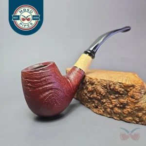 MBSD Briars by Piero Vitale Red Sandblasted Brandy w/ Olivewood Briar Pipe, New