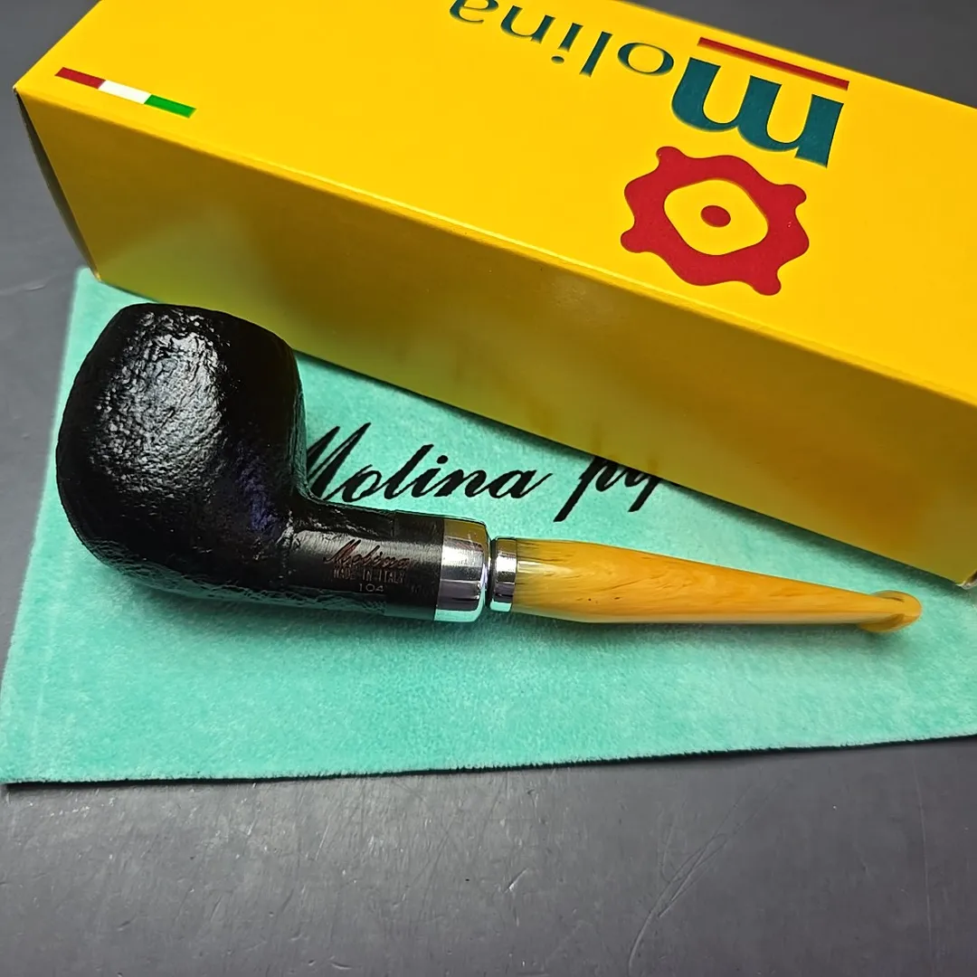 Molina Ambra 104 Sandblasted Apple Estate Briar Pipe, Unsmoked, 9mm - Image 2