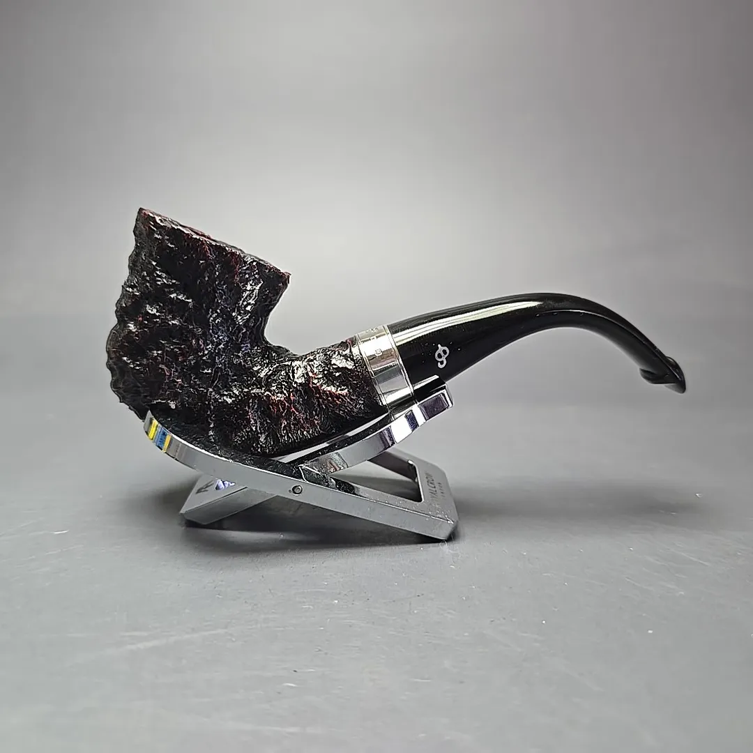 Peterson Cobble 05 Rusticated & Sandblasted Calabash w/ Silver Briar Pipe, New - Image 2