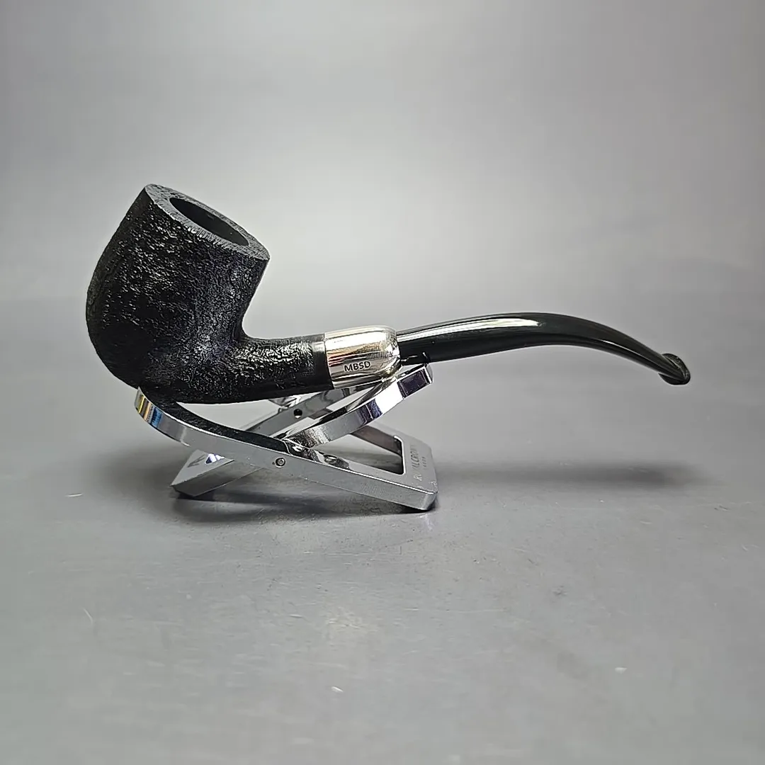 MBSD Briars Timeless Traditions 2 Sandblasted Bent Billiard w/ Silver Handmade Briar Pipe, New - Image 2