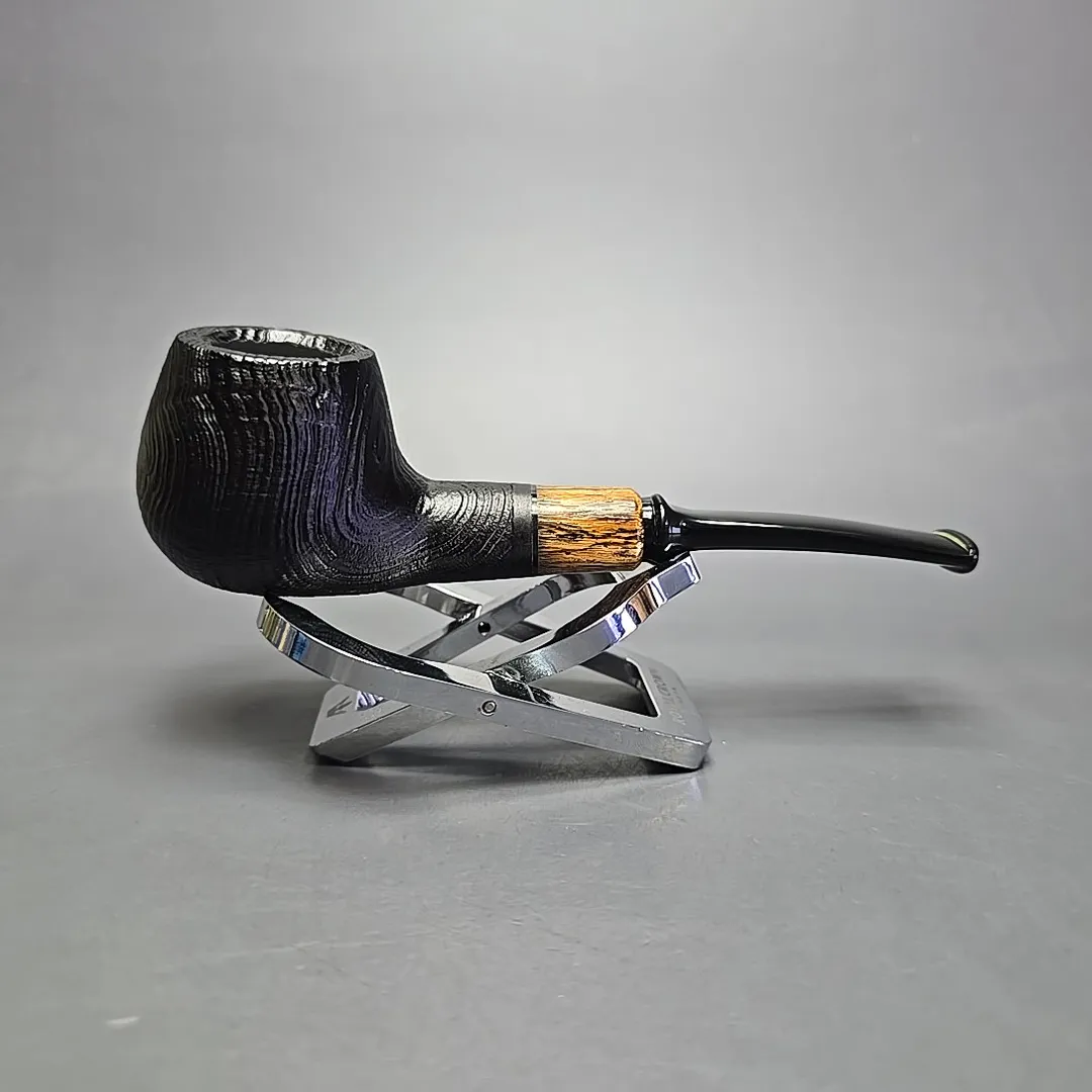 MBSD Briars by Piero Vitale Vintage Sandblasted Author w/ Zebrawood, Briar Pipe, New - Image 2