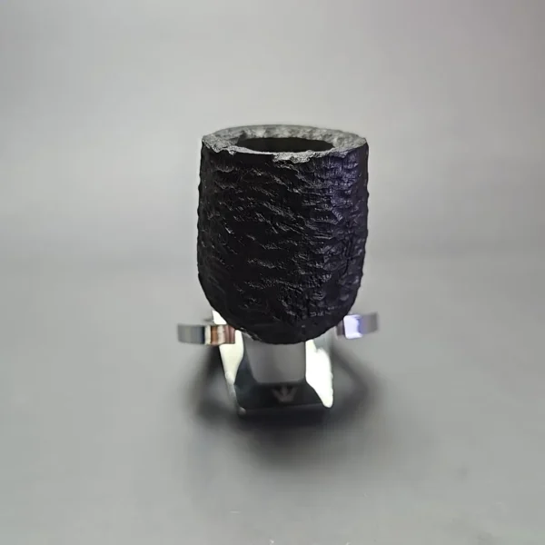 MBSD Briars by Piero Vitale Black Rusticated Billiard w/ Zebrawood Briar Pipe, New - Image 3
