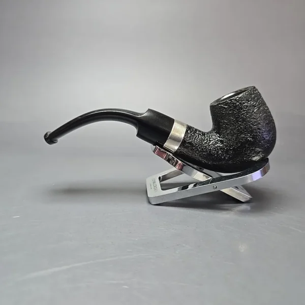 Peterson Cara 221 Sandblasted Bent Billiard w/ Silver Estate Briar Pipe, Irish Estates - Image 4