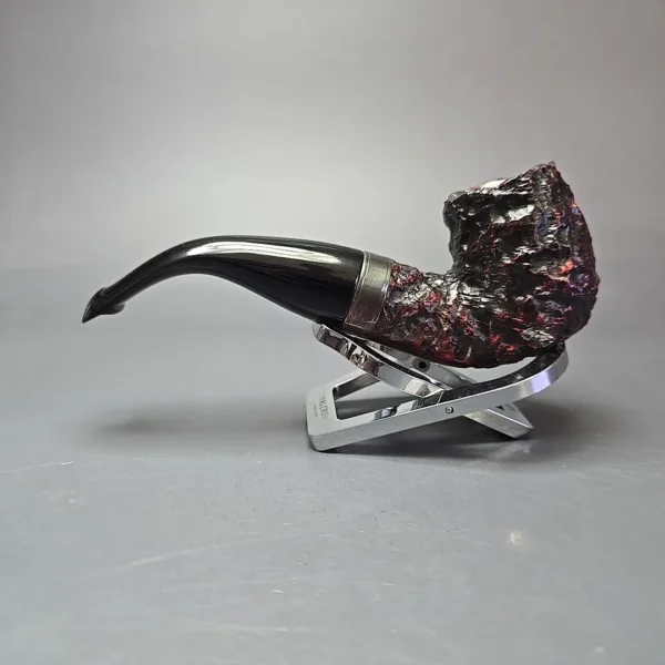 Peterson Cobble XL90 Rusticated & Sandblasted Bent Billiard w/ Silver Briar Pipe, New - Image 4