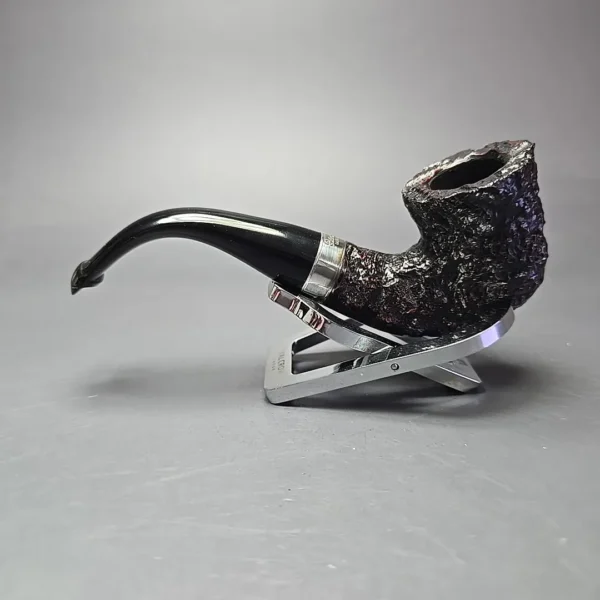 Peterson Cobble 05 Rusticated & Sandblasted Calabash w/ Silver Briar Pipe, New - Image 4